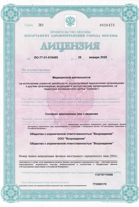 2. Лицензия на осуществление медицинской деятельности